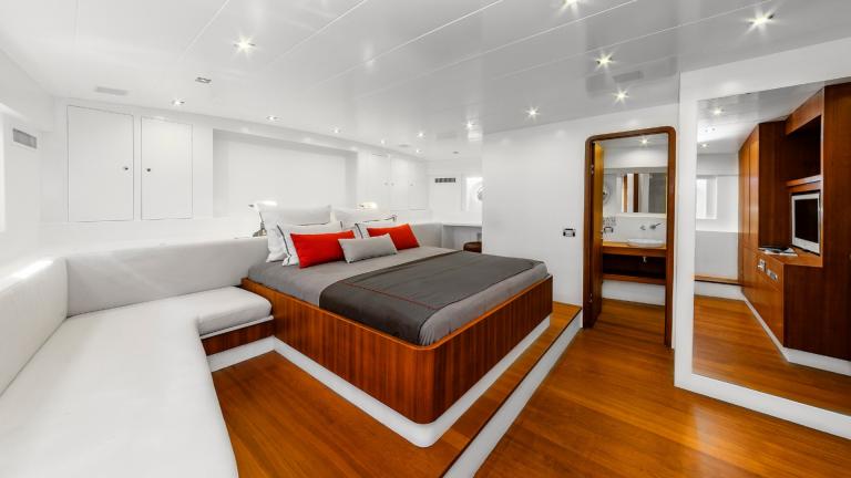 Modern designed VIP cabin and cabin lighting.