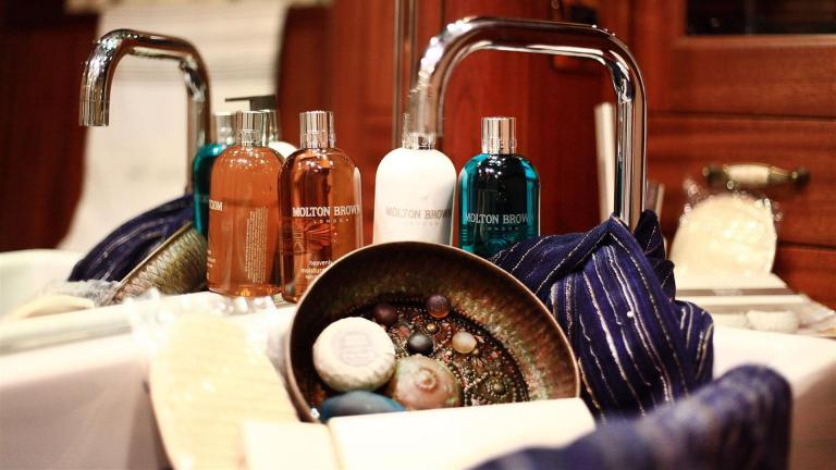 A set of fragrant bath accessories on a gulet
