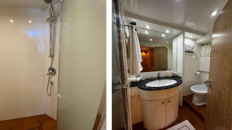 VIP cabin restroom of luxury motor yacht Boram