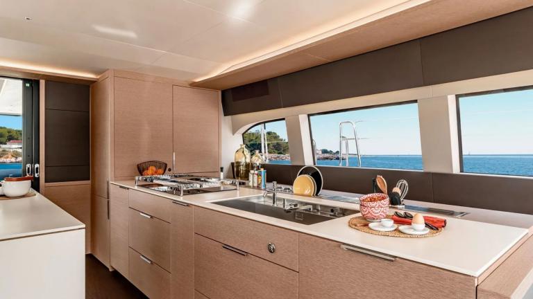 Galley area of the luxury catamaran Amada Mia