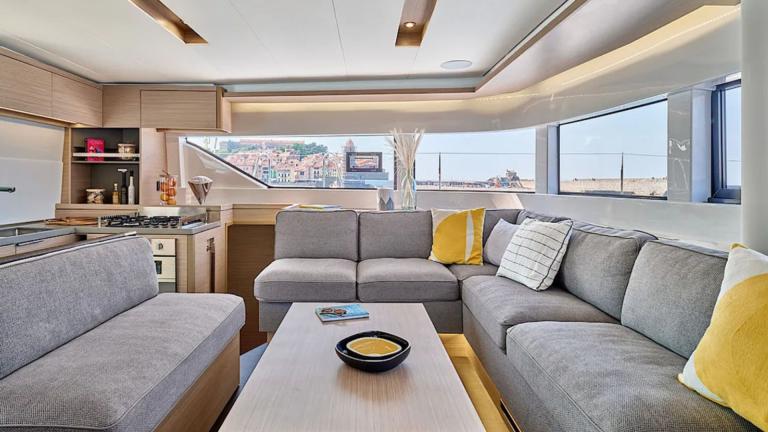 Guest lounge of the luxury catamaran Efkrati picture 2