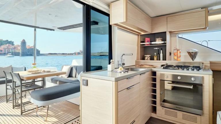 The galley of the luxury catamaran Jewel
