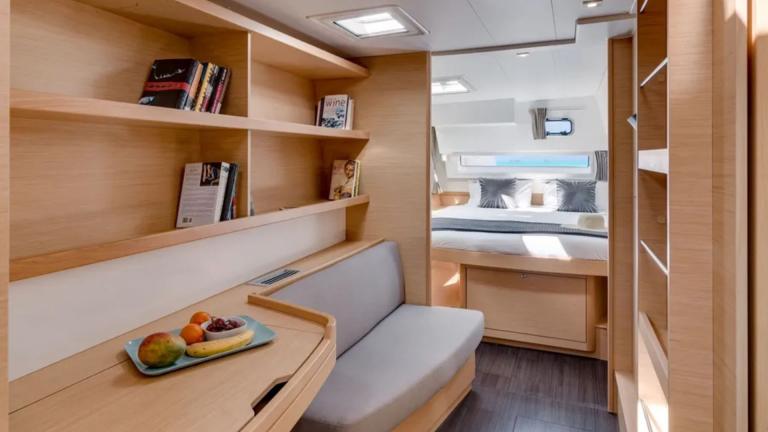 Luxury Catamaran Fujin's spacious cabin for two with a view