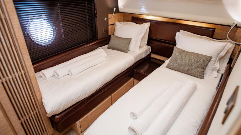 Twin guest cabins of the motor yacht Lady Z