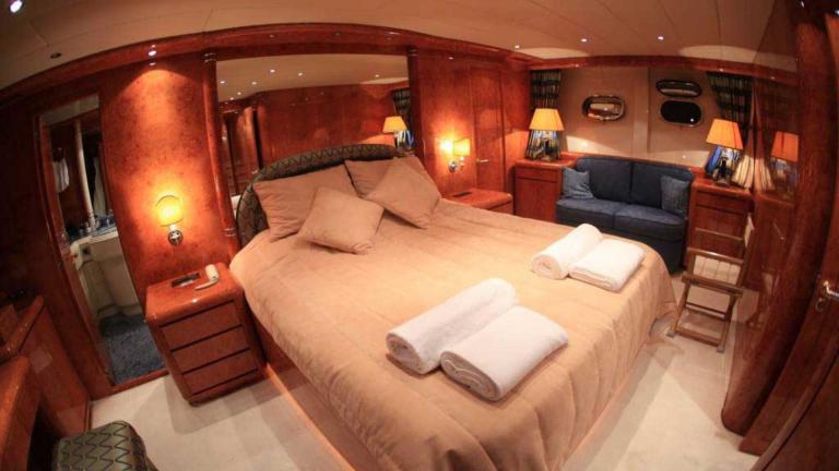 Master guest cabin of the motor yacht Mina II