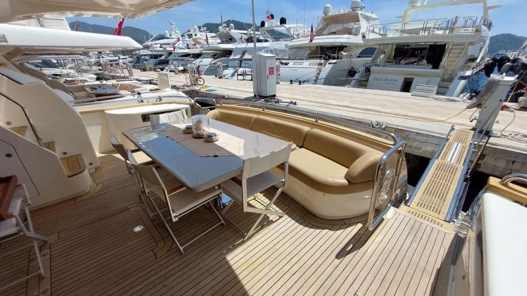 The aft deck of the motor yacht My Way.