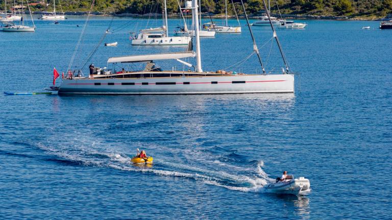 Bellkara by Conrad Shipyard YCC91 delivers fun on the water with toys and tender near Sibenik.