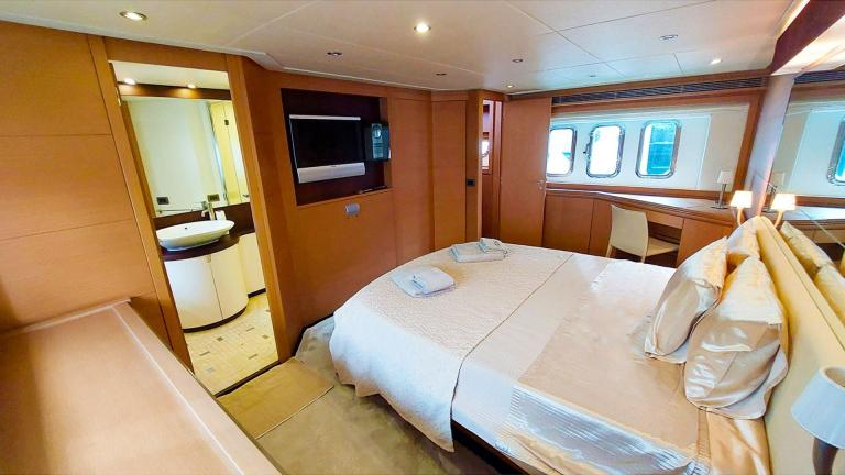 The luxury VIP guest cabin of the motor yacht My Way.