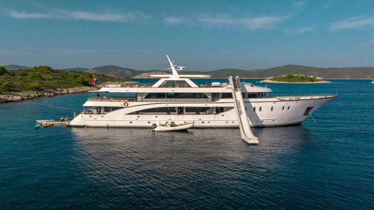 Charter the luxurious Mega Yacht Cristal with 15 cabins through yachtcharter in Croatia.