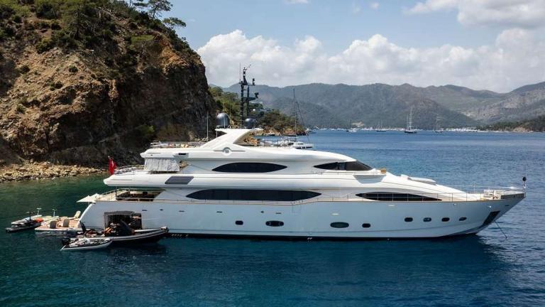 The Crn 128 yacht Ariela awaits in Göcek for a premium rental experience on the turquoise coast.