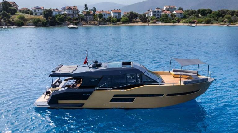 Mazu 58 offers a peaceful yacht rental experience anchored in the calm waters of Göcek.