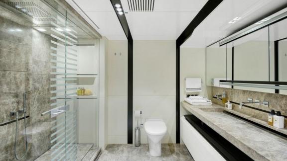 Bathroom/WC design on a modern yacht.