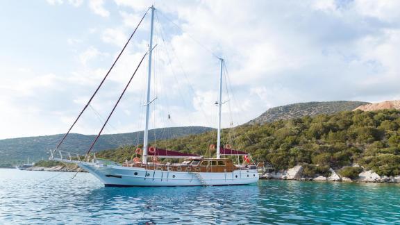 Relax on this luxurious gulet in the tranquil waters of Bodrum and explore the coastline.