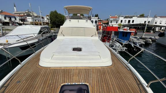 Foredeck of motor yacht Sea Shell moored in Marmaris.