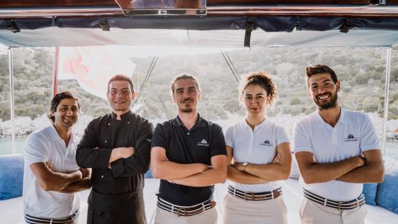 Professional and friendly crew of Gulet Capricorn 1 ready for your journey.