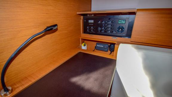 Dashboard on the sailing yacht Sky Selin. You can see the electrical switch panel
