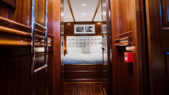 View of the elegant entrance to the comfortable cabin of Gulet Capricorn 1.