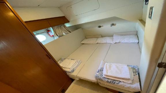 The triple cabin on motor yacht Ayşe Sultan 1 offers comfortable accommodation.