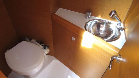 The bathroom on Sarita offers comfort with a modern sink and toilet.