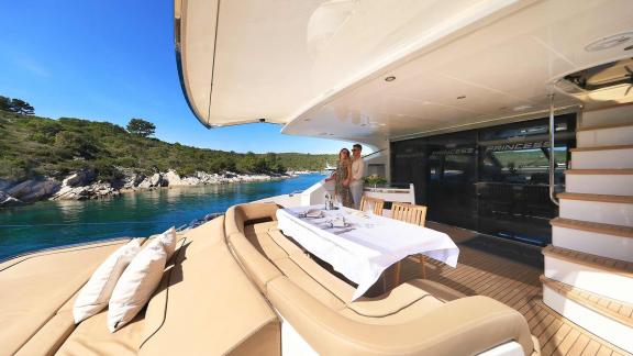 Enjoy a private dining experience aboard the elegant Motoryacht Agave in Split. Perfect for relaxation and indulgence.