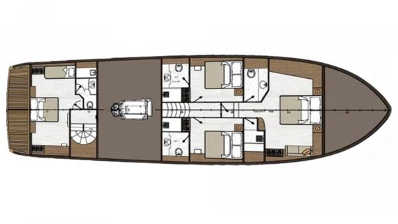 Entdecken Sie den detaillierten Deckplan des Gulet Angelo in Göcek, perfekt für Ihre Yachtcharter-Planung.