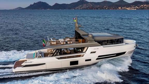 Lady Luck, Arcadia Sherpa 80XL motor yacht, offers comfort with a sleek design.
