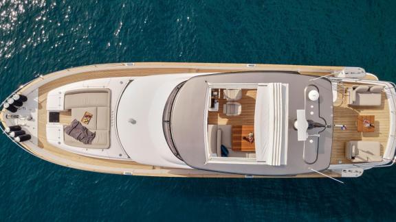 Top view of the Azimut Magellano 66 Ava 2 motor yacht off the coast of Split, Croatia.