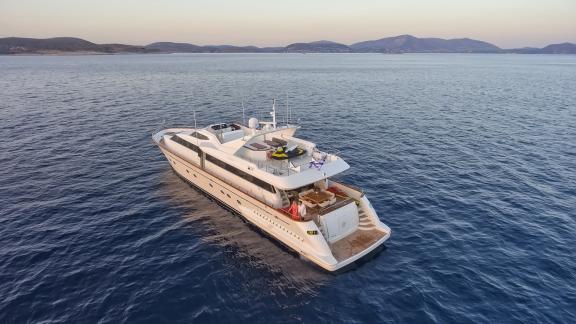 Experience the beauty of Greece aboard the 30-meter Motor Yacht Martina from a bird's-eye view.