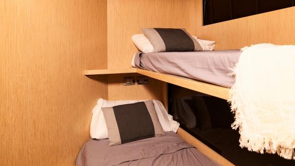 The bunk bed cabin of motor yacht Chilli offers a comfortable and practical accommodation option.