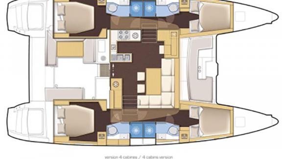 Das Layout des Katamarans Balok mit 4 Kabinen bietet eine komfortable Fahrt.