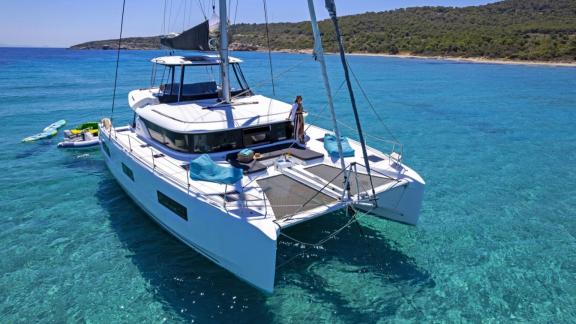 Anchored in crystal-clear waters, My Star promises fun with water toys and total relaxation.