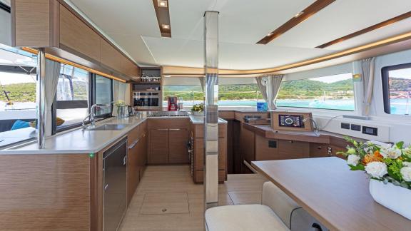 Spacious layout with full equipment and wraparound sea views.