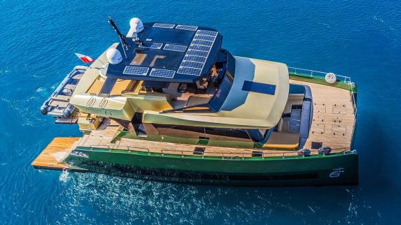 Featuring solar panels and spacious decks, Over the Moon offers eco-friendly chartering in the waters of Split.