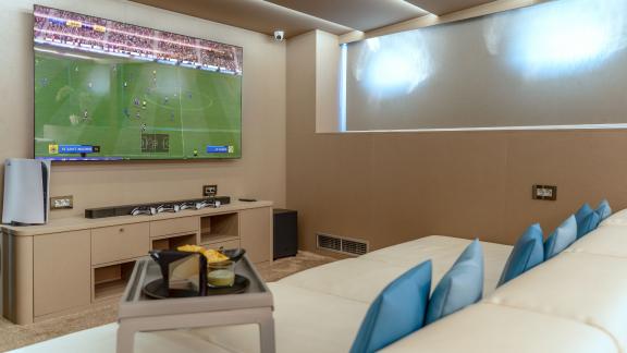 Enjoy movies and games in your private yacht cinema with top-notch equipment.