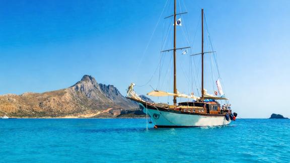 Enjoy Rhodes views and calm waters aboard Alexia K. Great for day trips with large groups.