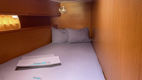 The wooden double cabin on yacht Mocha II, ideal for a crewless charter in Marmaris.