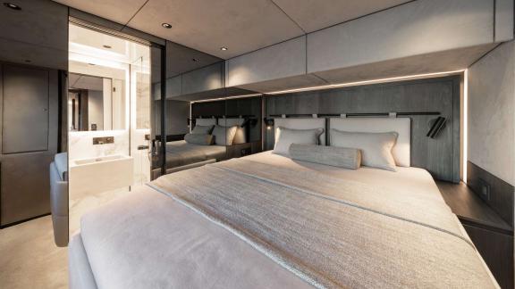 Comfortable and stylish en-suite cabin aboard the Adara Next catamaran, departing from Athens.