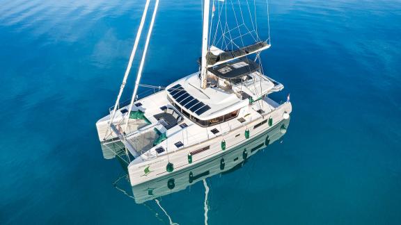 Luxurious Lagoon catamaran on calm, clear waters in Kastela. Ideal choice for an exclusive sailing holiday.