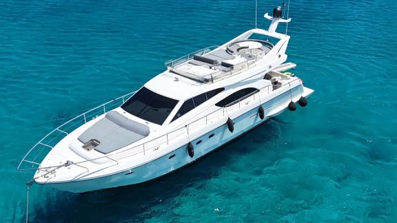 Secret offers stunning aerial views for VIP motor yacht charters and unforgettable island cruising in Mykonos.