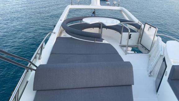 Secret features a flybridge lounge for VIP motor yacht charters and private cruising experiences in Mykonos.
