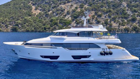 Ferretti Navetta 28 Milena на якоре у берегов Гёдже. Идеальный выбор для синего круиза.