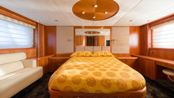 Spacious and luxurious main cabin of the Glorious motor yacht.