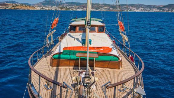 Enjoy the view from the spacious foredeck of the Gulet Golden Princess in Bodrum.