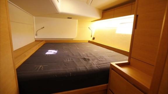 Spacious guest cabin of the Grand Soleil 58 Morfely sailing yacht in Sardinia, Italy. Offering comfortable accommodation