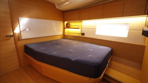 Double cabin of the Grand Soleil 58 Morfely sailing yacht in Sardinia, Italy. Offering comfortable onboard accommodation