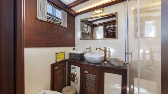 Stylish bathroom of the gulet yacht Jasemin 1 with modern amenities.