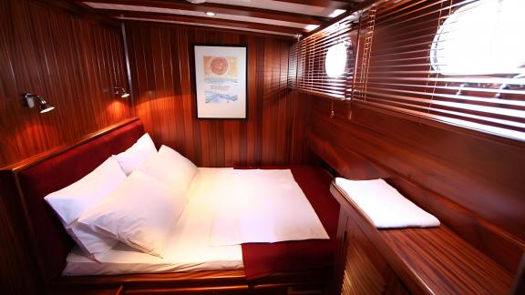 Cozy and stylish cabin on our Gulet, perfect for restful nights at sea.