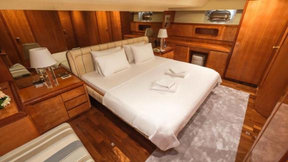 The spacious main cabin of the motor yacht Vega in Göcek offers comfortable accommodation.