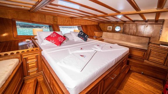 Experience restful nights in the comfortable cabin of Gulet Nefess in Göcek.