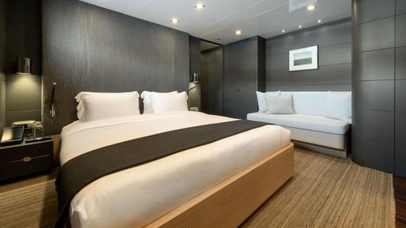 Experience luxurious comfort in the stylish double cabin of your yacht.